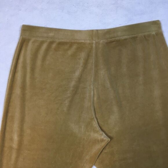 Lands End Womens L Velour Wide Leg Lounge Crop Pants Gold Tan Drawstring Comfy - Picture 9 of 11